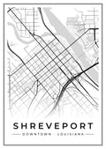 Street map poster of downtown Shreveport, Louisiana
