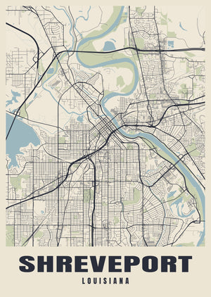 Shreveport Street Map Poster