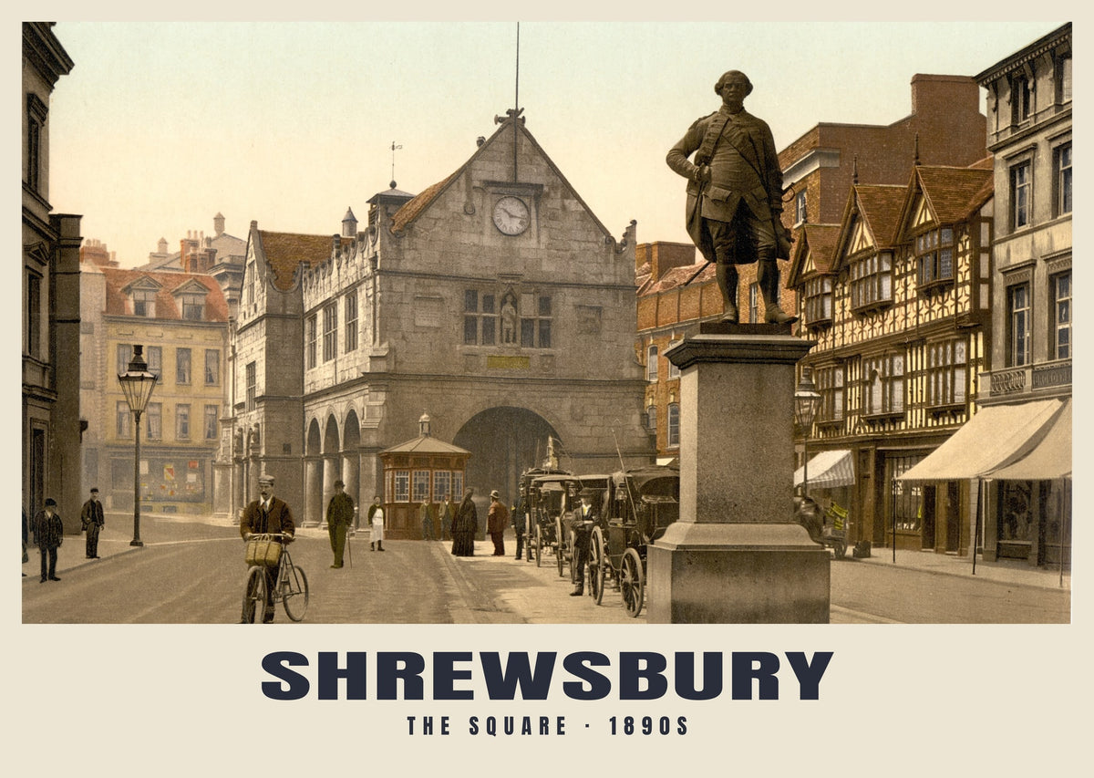 The Square, Shrewsbury, 1890s heritage photograph