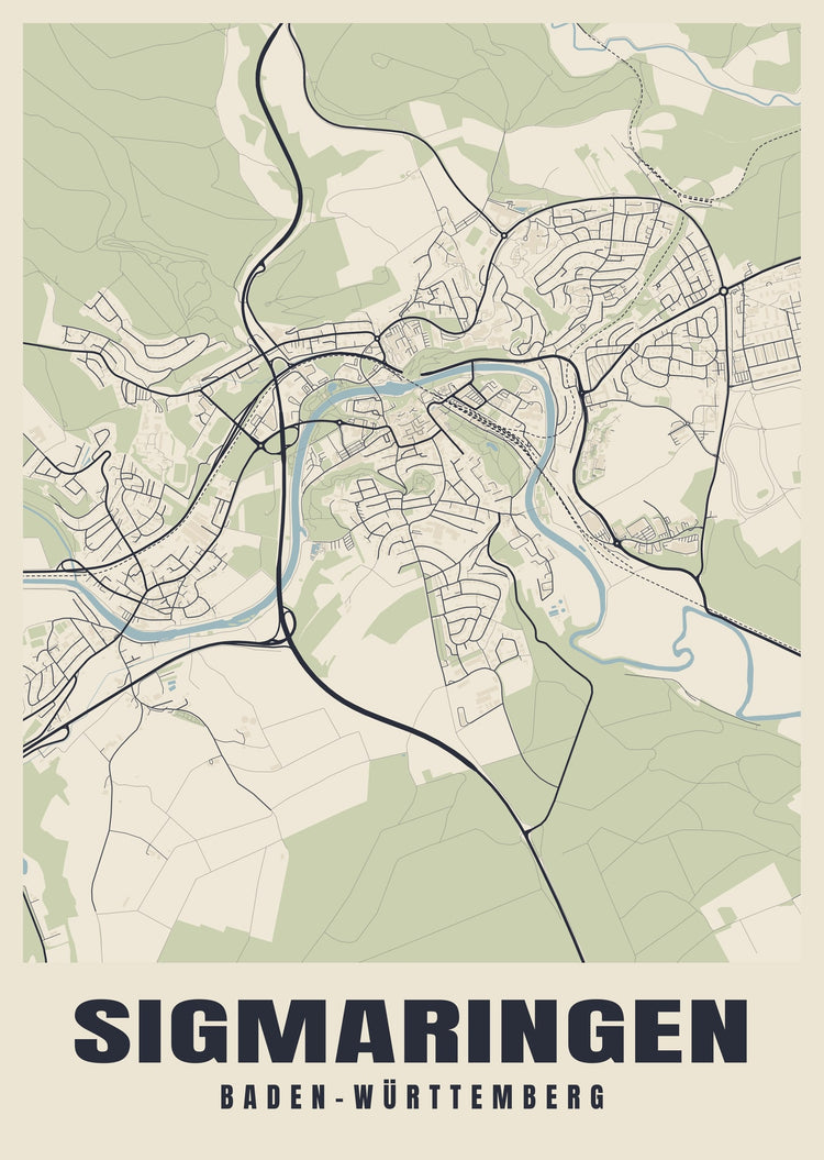 Sigmaringen Street Map Poster
