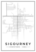 Street map poster of downtown Sigourney, Iowa