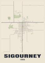 Street map poster of Sigourney, Iowa