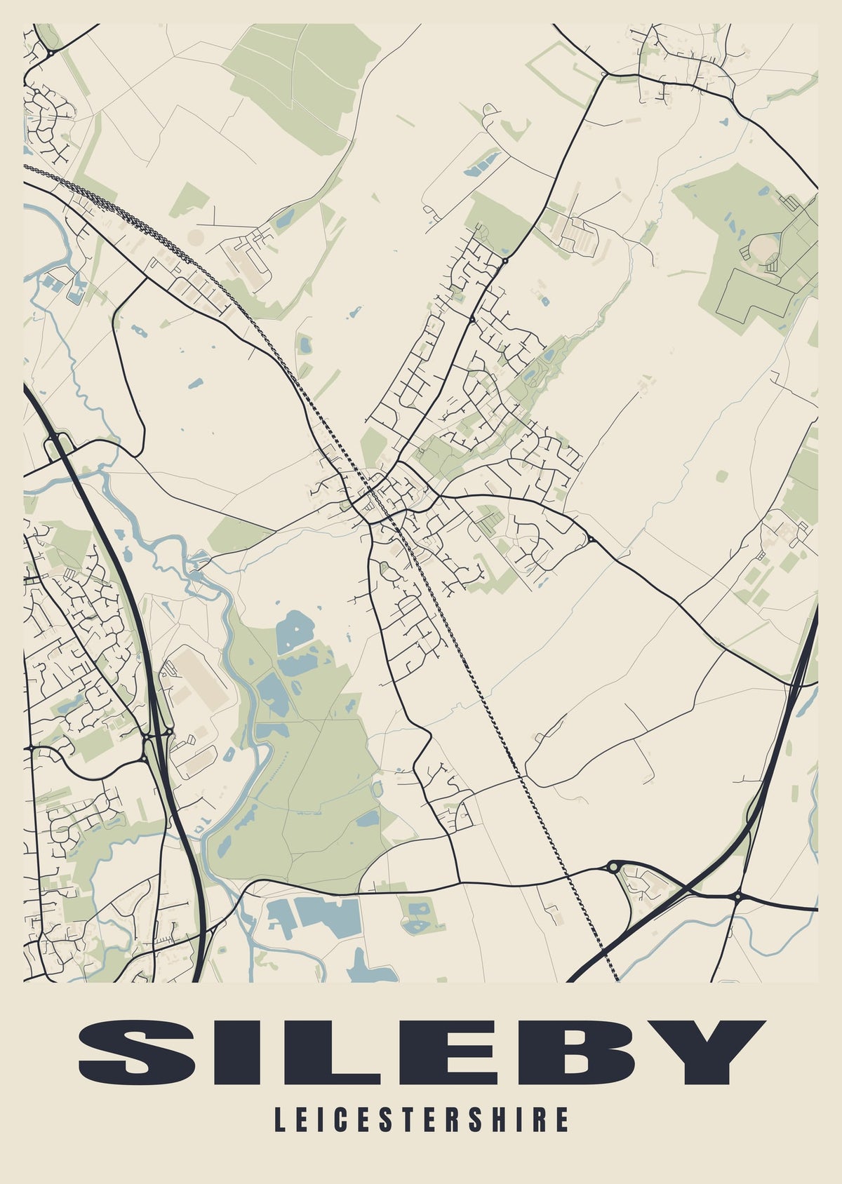 Street map poster of Sileby, Leicestershire