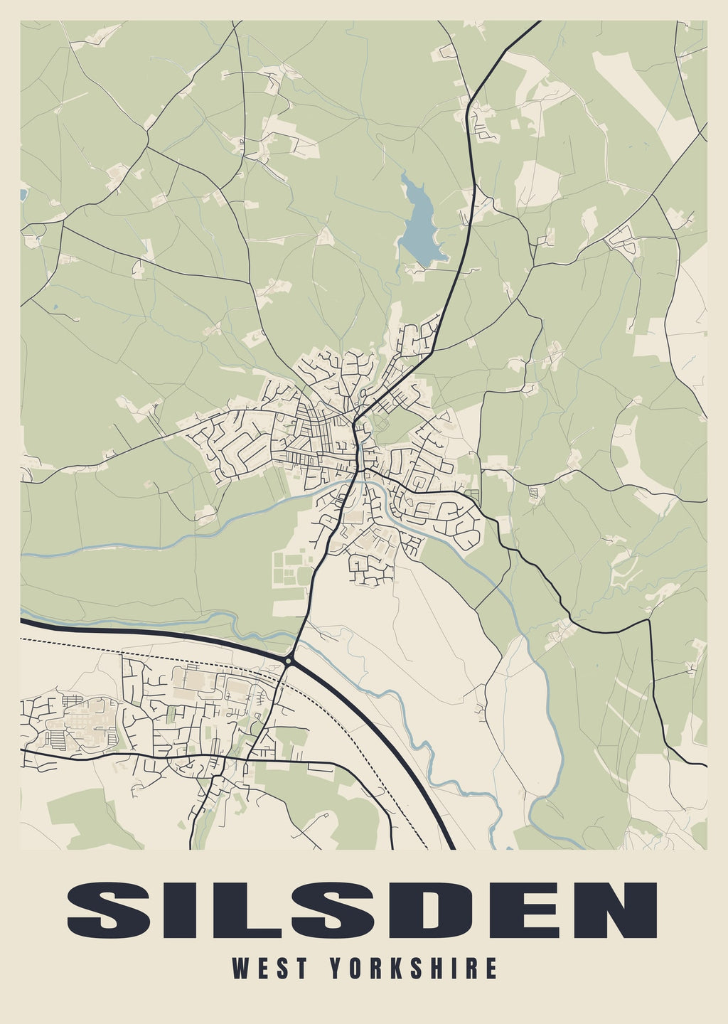 Street map poster of Silsden, West Yorkshire