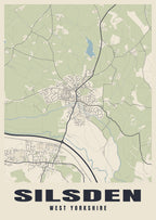Street map poster of Silsden, West Yorkshire