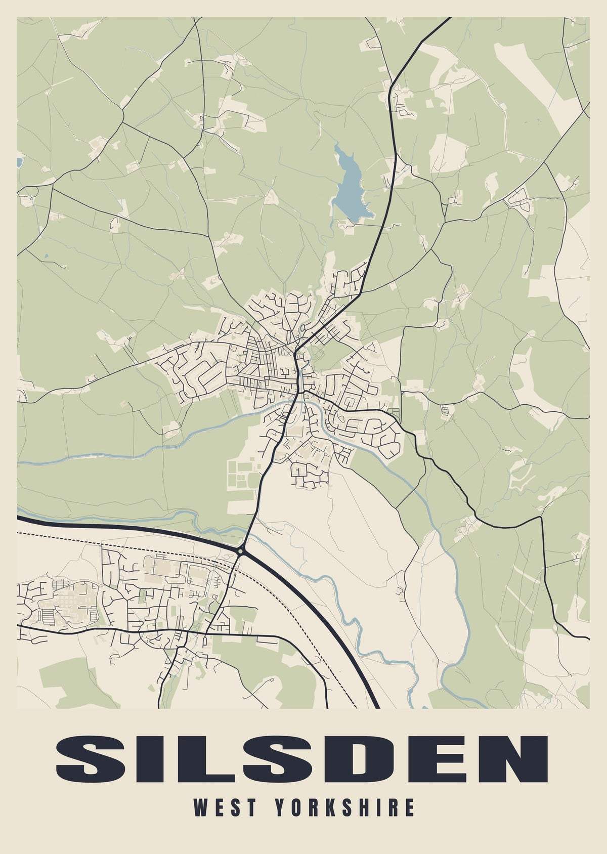Street map poster of Silsden, West Yorkshire