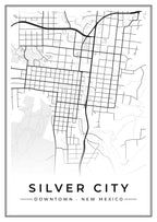 Street map poster of downtown Silver City, New Mexico