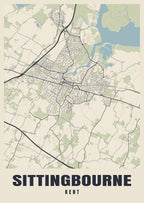 Street map poster of Sittingbourne, Kent