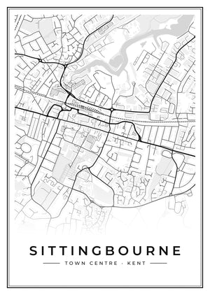 Sittingbourne Town Centre Street Map Poster