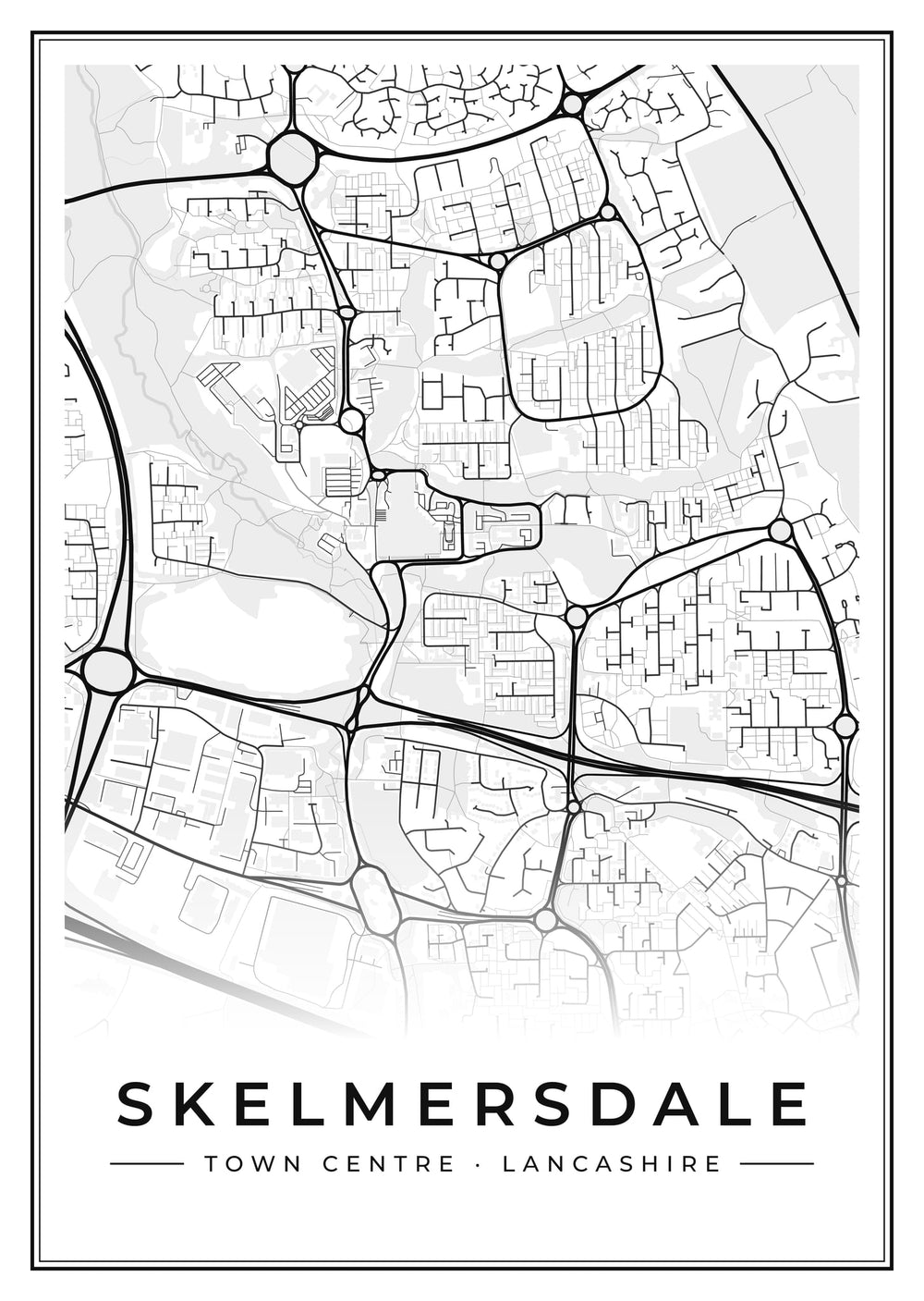 Skelmersdale Town Centre Street Map Poster