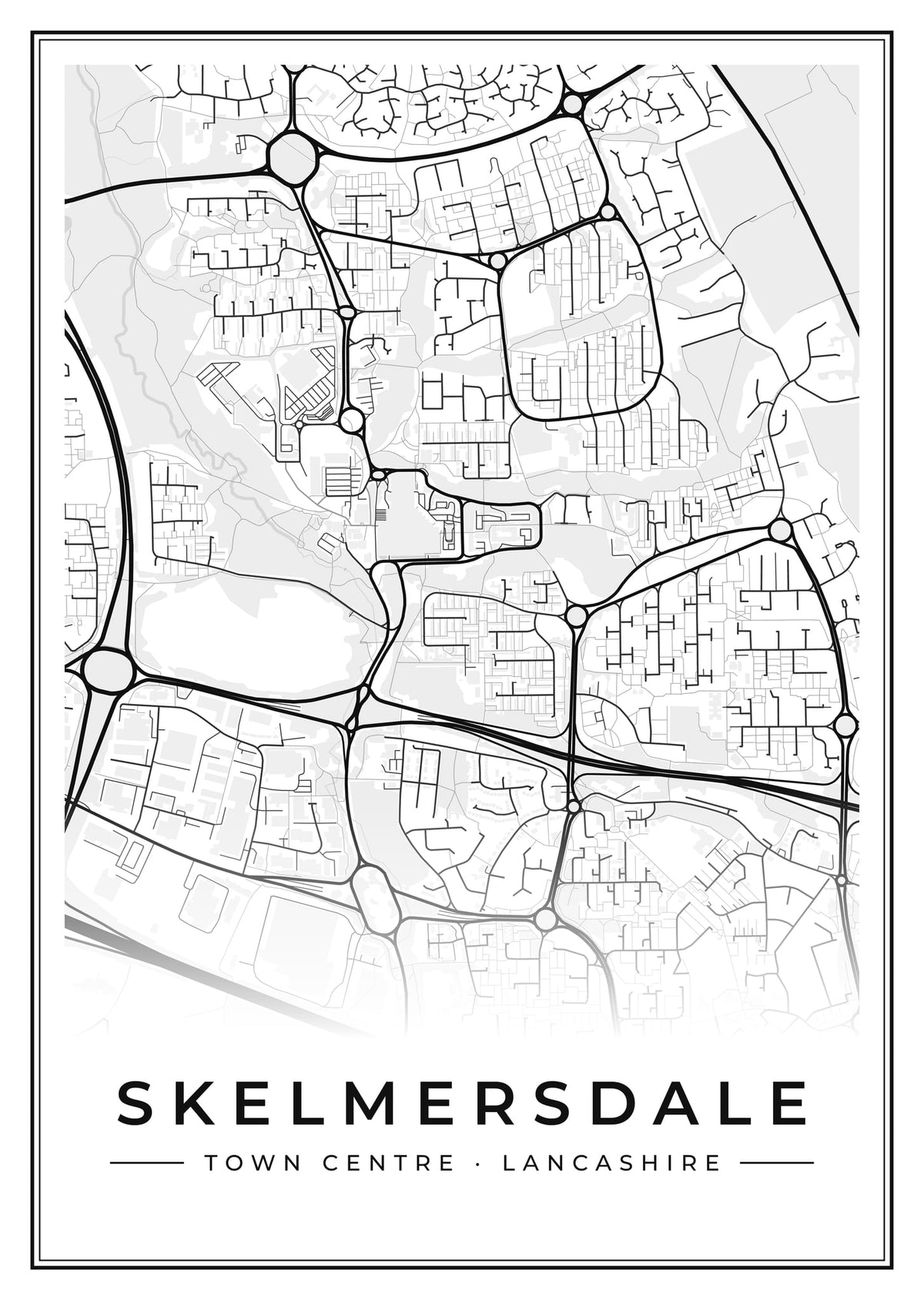 Street map poster of Skelmersdale town centre, Lancashire