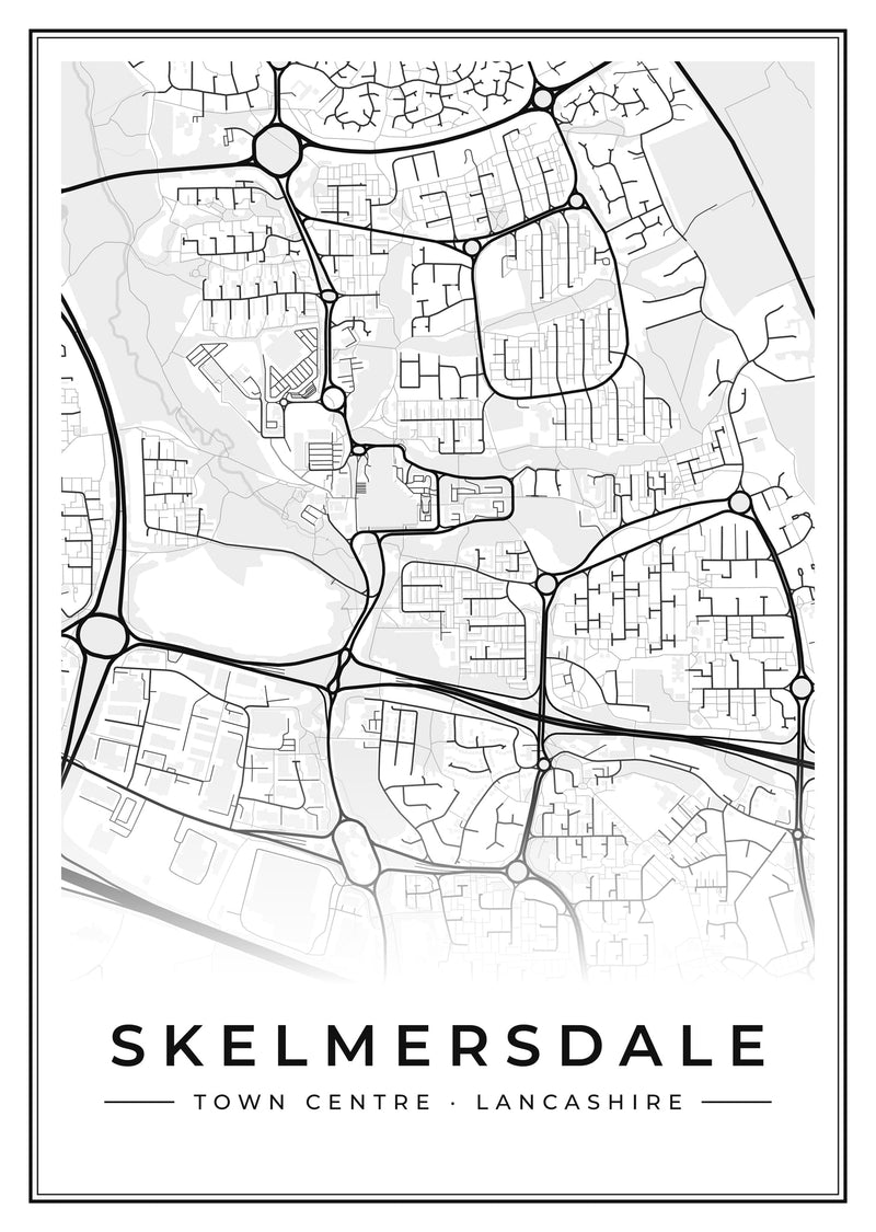 Skelmersdale Town Centre Street Map Poster