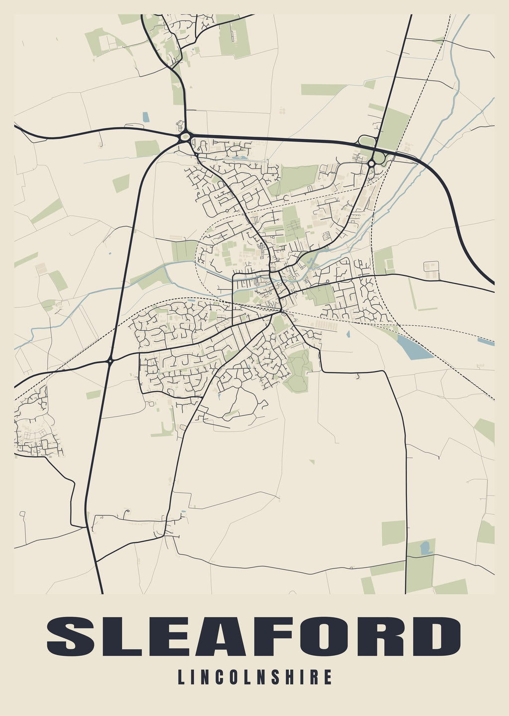 Street map poster of Sleaford, Lincolnshire