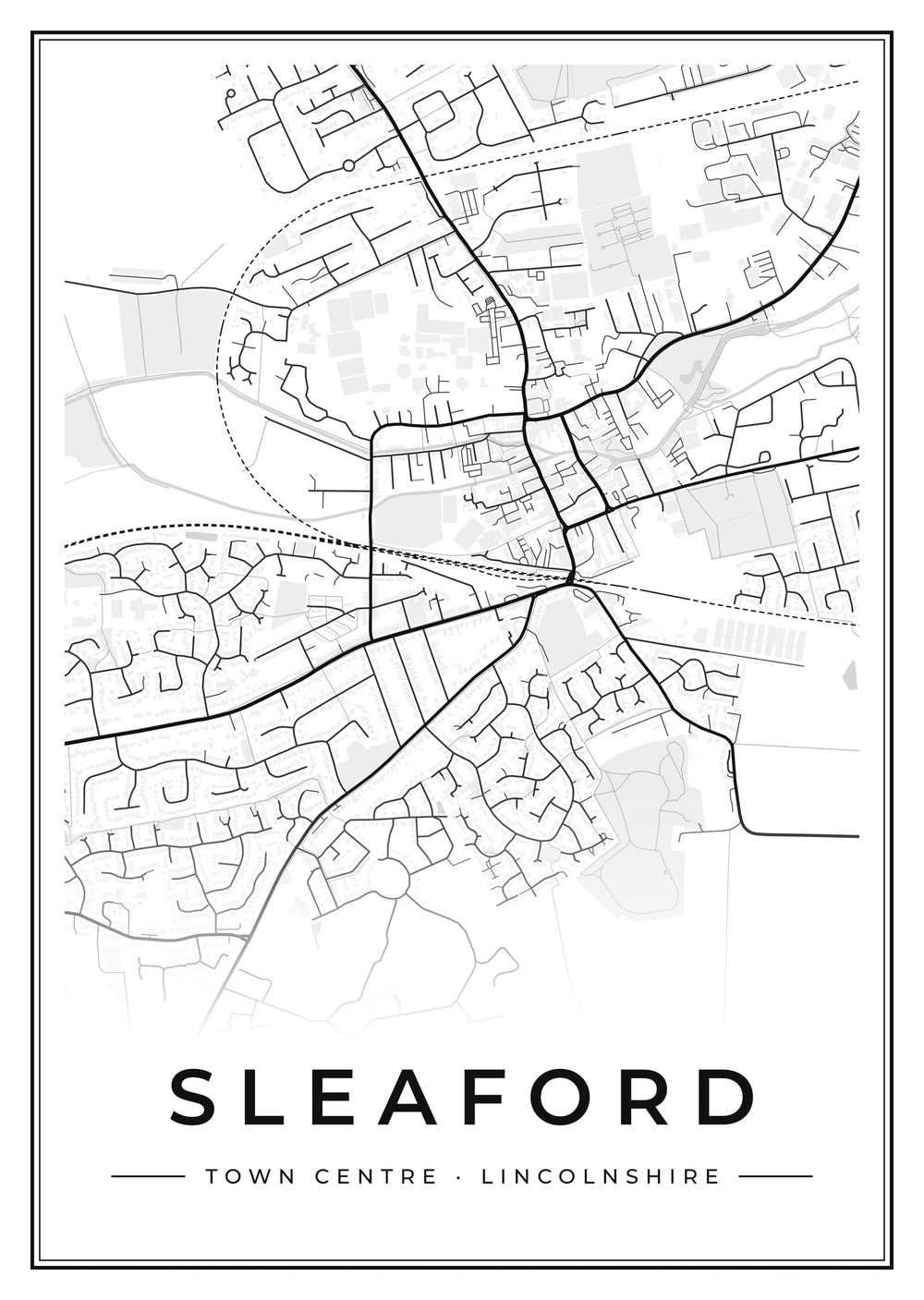 Sleaford Town Centre Street Map Poster