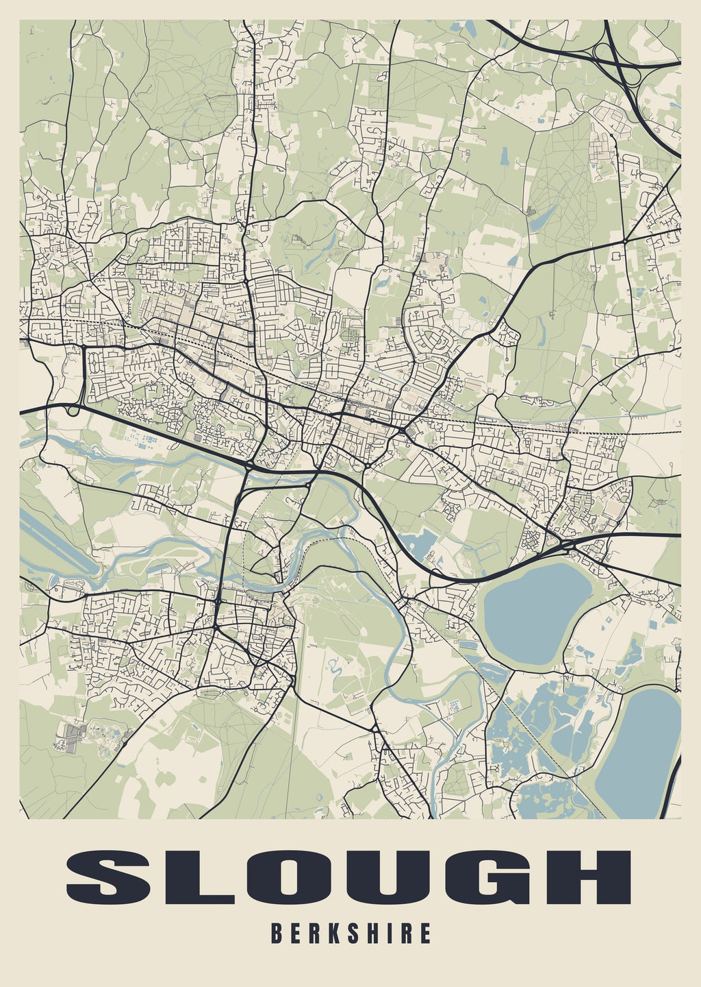 Street map poster of Slough, Berkshire