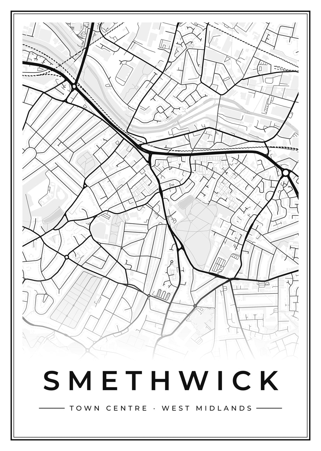 Street map poster of Smethwick town centre, West Midlands