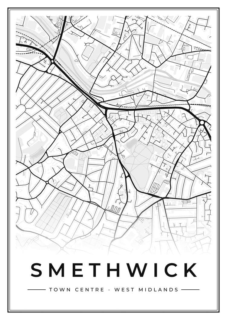 Smethwick Town Centre Street Map Poster