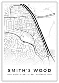 Street map poster of Smith's Wood village centre, West Midlands