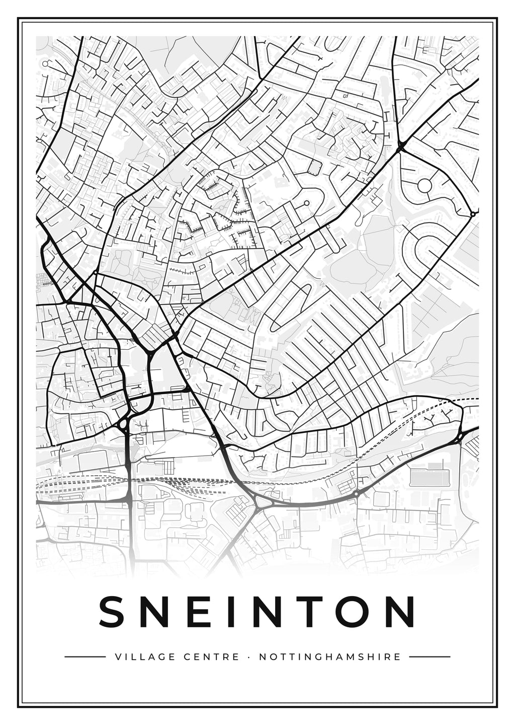 Street map poster of Sneinton village centre, Nottinghamshire