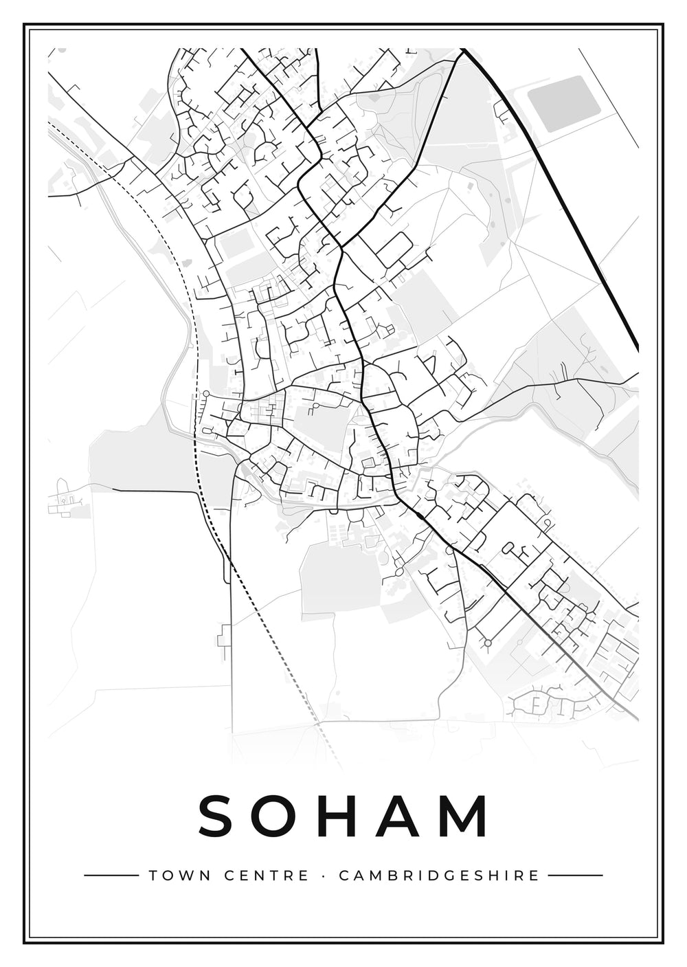 Soham Town Centre Street Map Poster