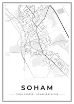 Street map poster of Soham town centre, Cambridgeshire