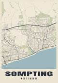 Street map poster of Sompting, West Sussex