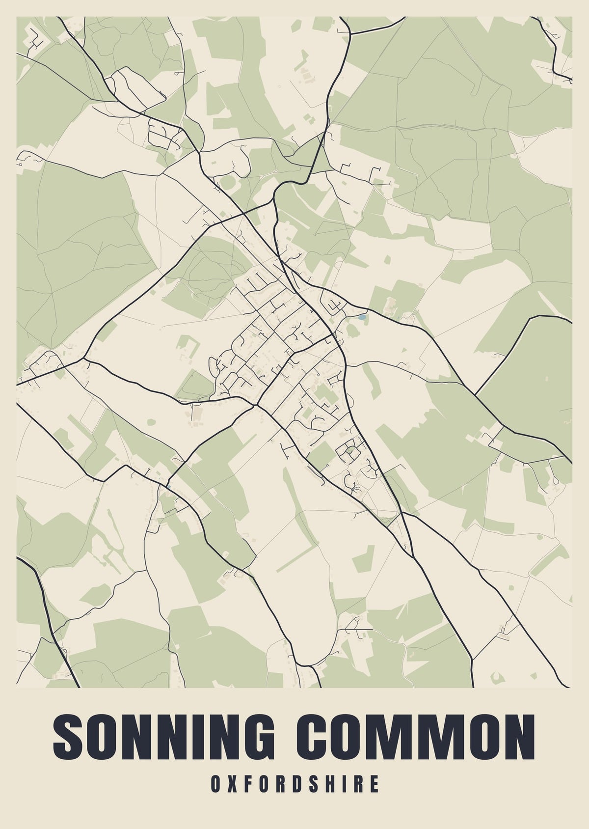 Street map poster of Sonning Common, Oxfordshire