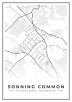 Street map poster of Sonning Common village centre, Oxfordshire