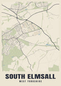 Street map poster of South Elmsall, West Yorkshire