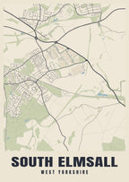 Street map poster of South Elmsall, West Yorkshire