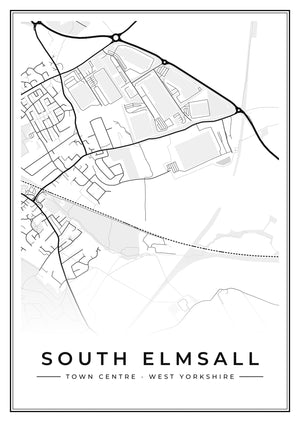 South Elmsall Town Centre Street Map Poster