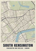 Heritage street map poster of South Kensington, Kensington and Chelsea, London