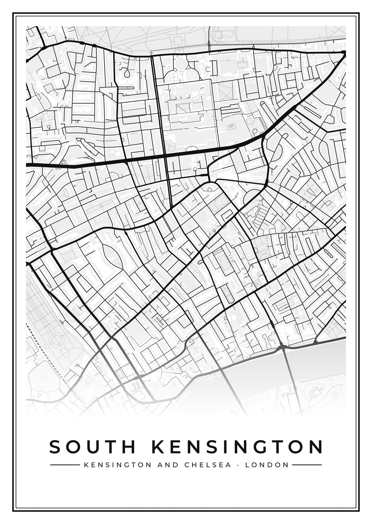 Street map poster of South Kensington, Kensington and Chelsea, London