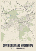 Street map poster of South Kirkby and Moorthorpe, West Yorkshire