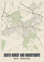 Street map poster of South Kirkby and Moorthorpe, West Yorkshire