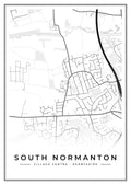 Street map poster of South Normanton village centre, Derbyshire
