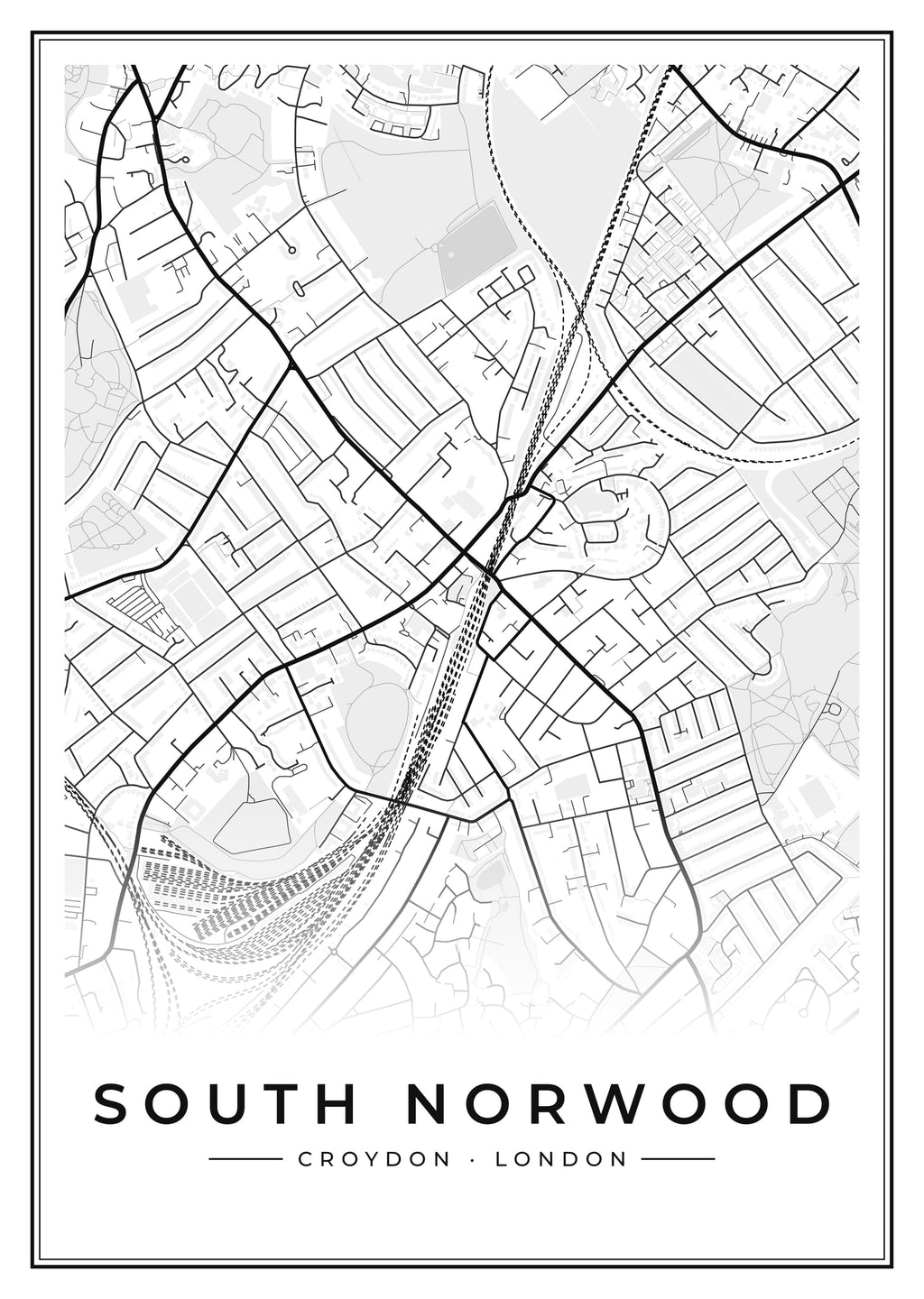 Street map poster of South Norwood, Croydon, London
