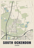 Street map poster of South Ockendon, Essex