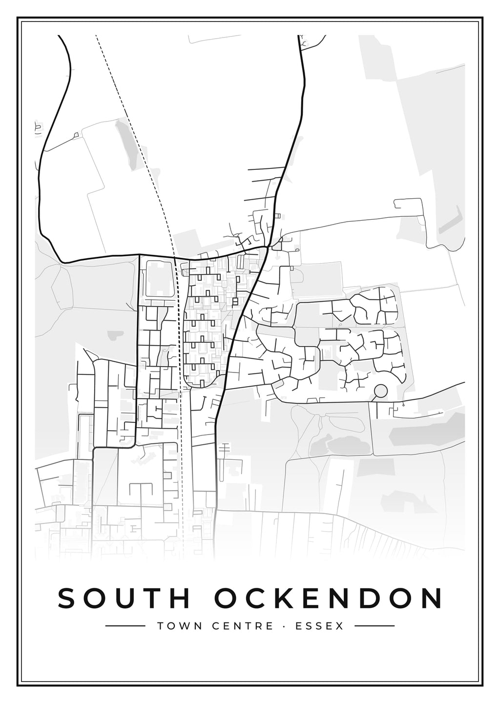 Street map poster of South Ockendon town centre, Essex