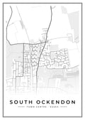 Street map poster of South Ockendon town centre, Essex