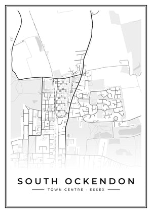 South Ockendon Town Centre Street Map Poster