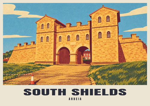 Arbeia, South Shields poster, Retro Railway style