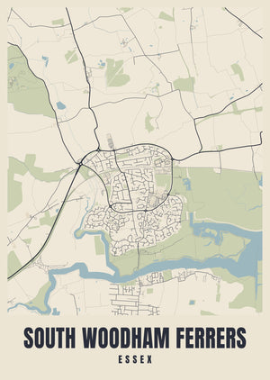 South Woodham Ferrers Street Map Poster
