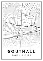 Street map poster of Southall, Ealing, London
