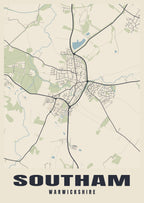 Street map poster of Southam, Warwickshire