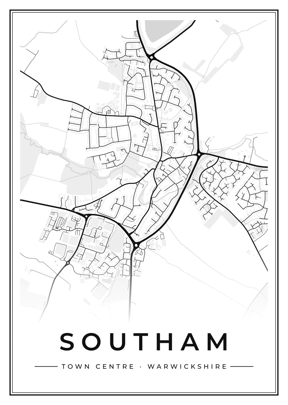 Southam Town Centre Street Map Poster