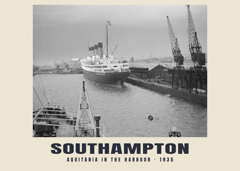 Aquitania in the Harbour, Southampton — 1935