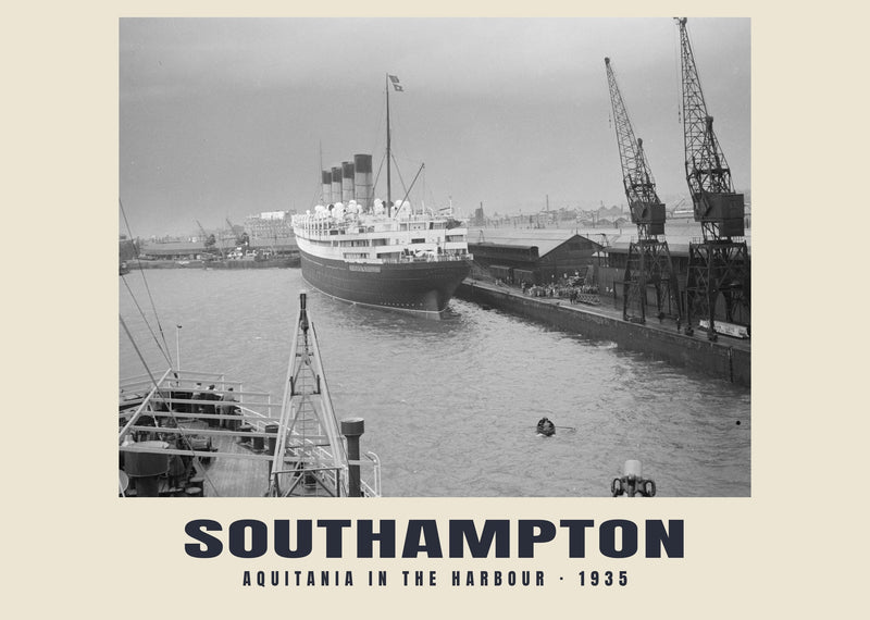 Aquitania in the Harbour, Southampton — 1935