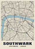 Heritage street map poster of Southwark, Southwark, London