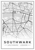 Street map poster of Southwark, Southwark, London